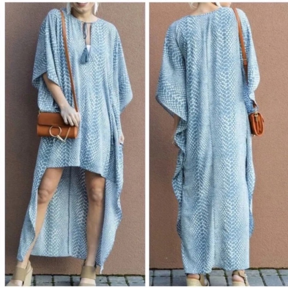 BUDDY LOVE Derby Dress High Low Maxi in Blue Snakeskin CG2166 One Size - Picture 2 of 9